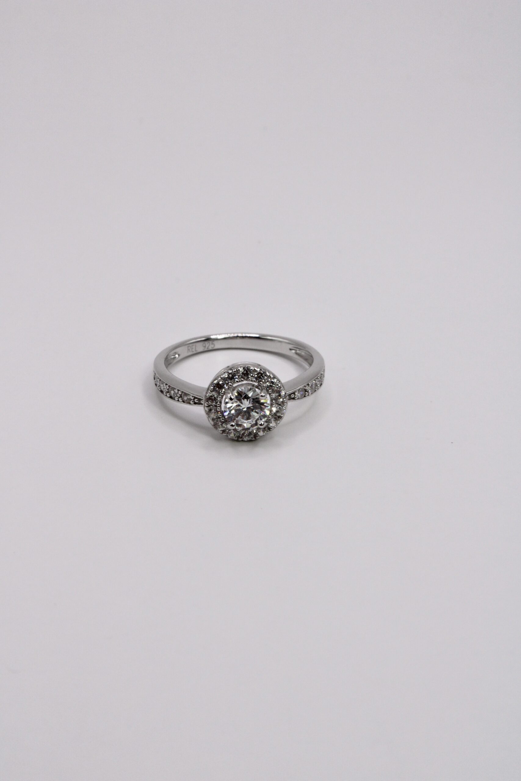 Anillo De Plata 925 Solitario Halo