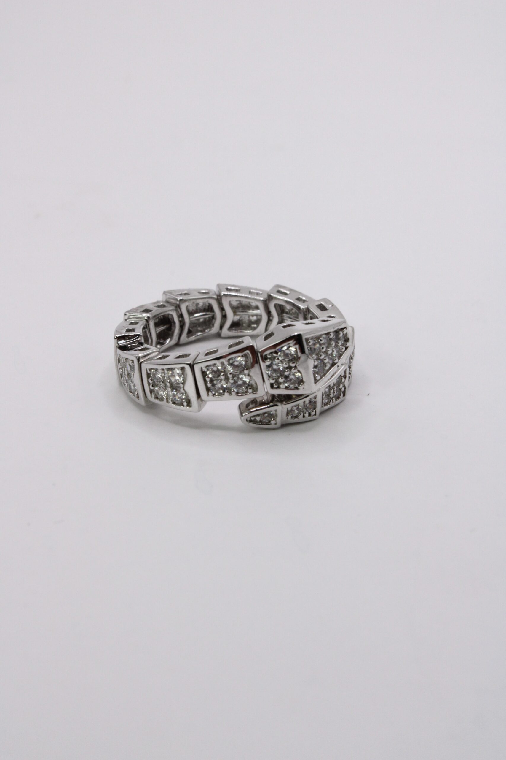 Anillo De Plata 925 Geometrico Pave