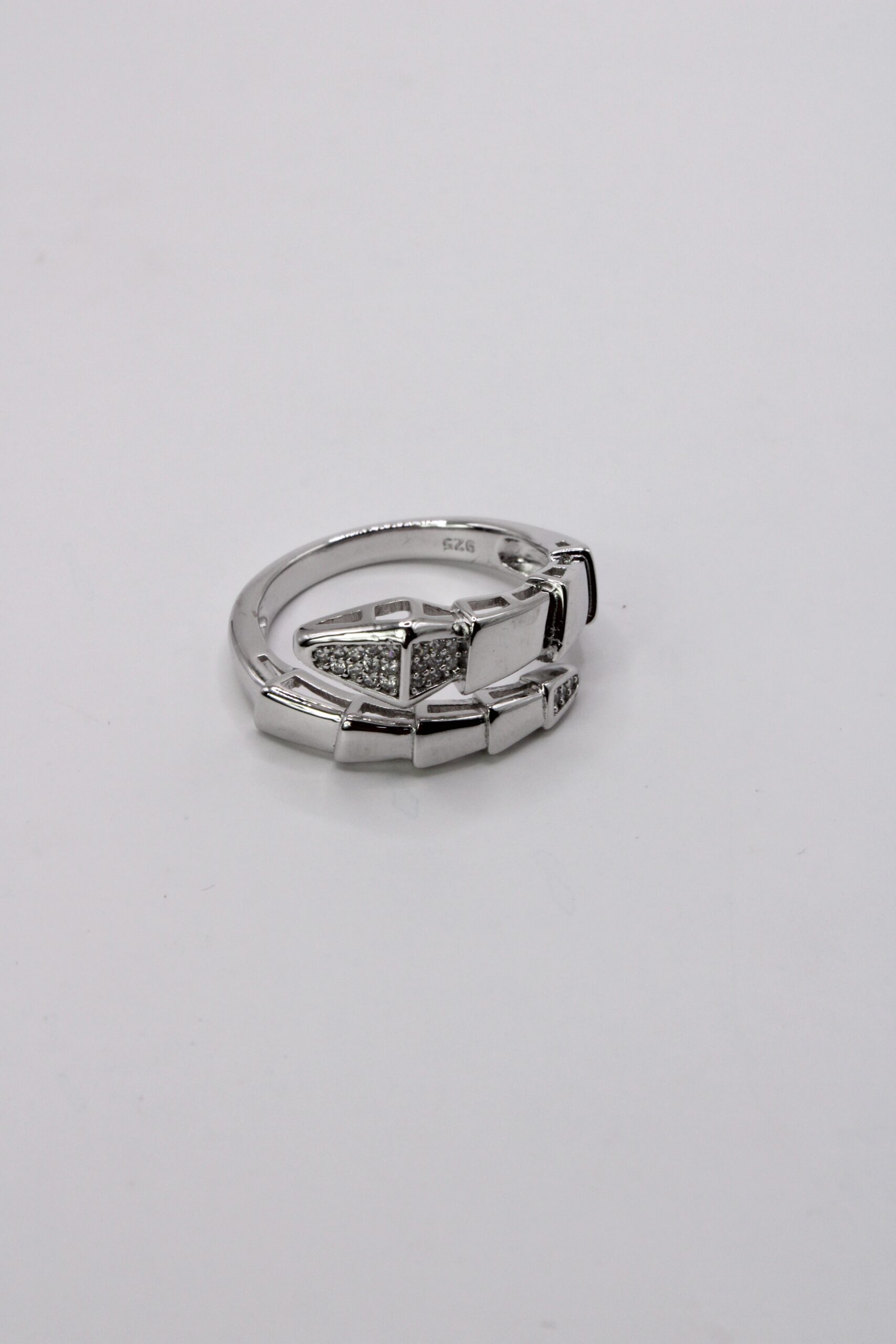 Anillo De Plata 925 Serpiente Pave