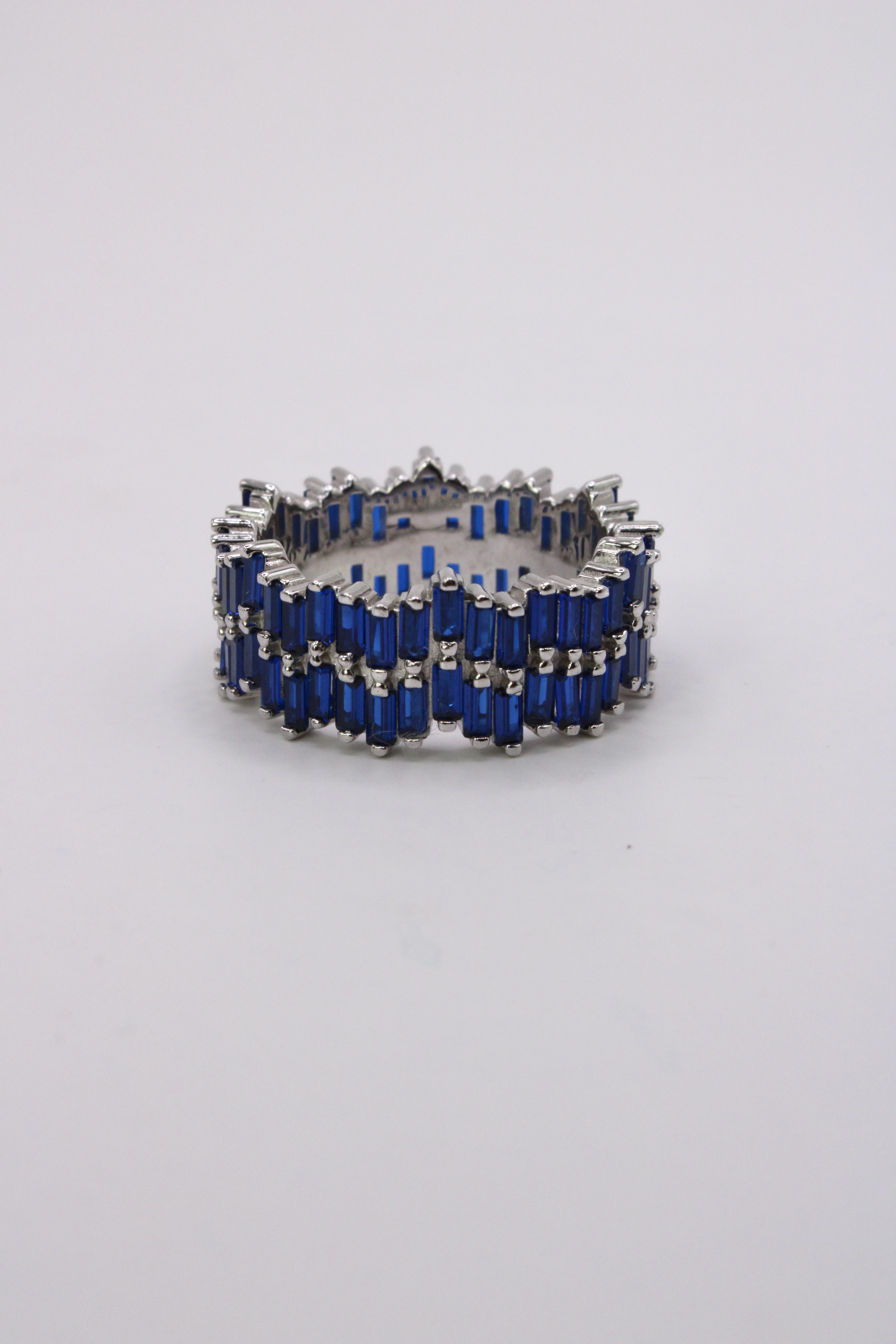 Anillo De Plata 925 Doble Hilera Baguette