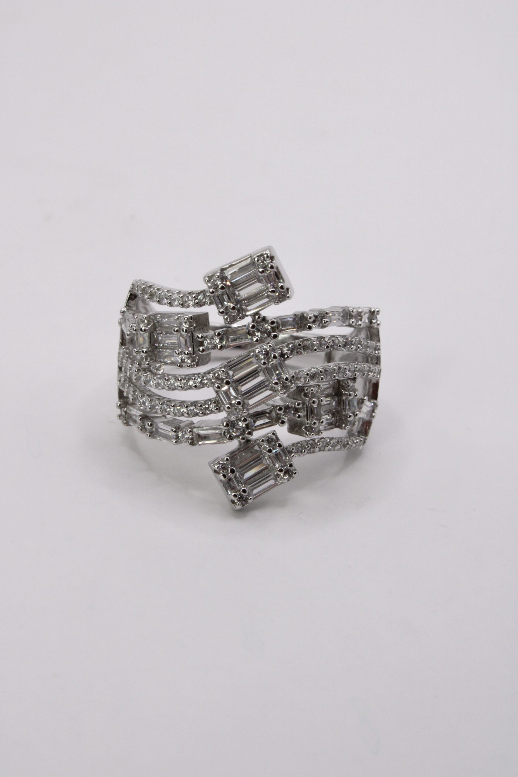 Anillo De Plata 925 Hileras Cruzadas