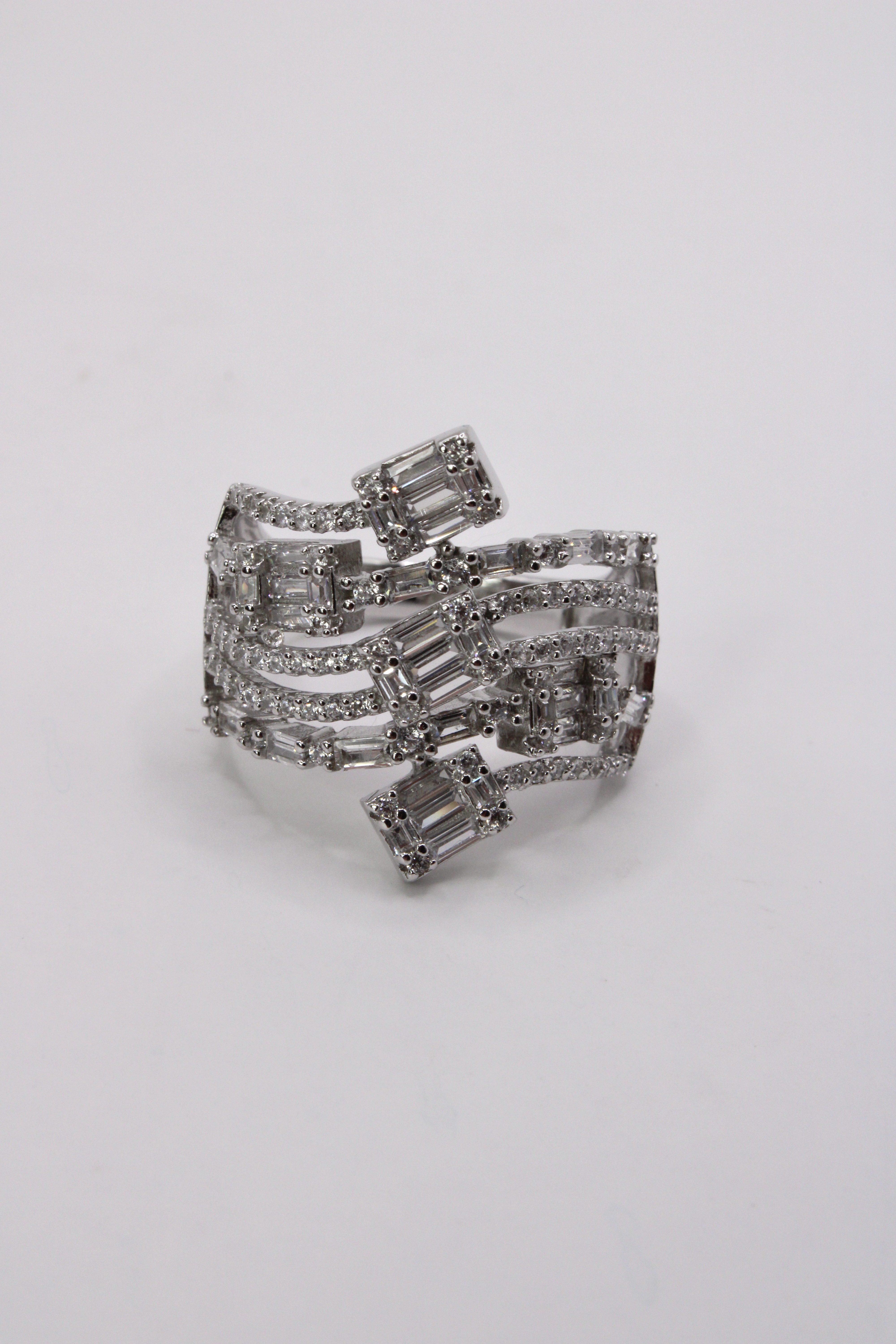 Anillo De Plata 925 Hileras Cruzadas