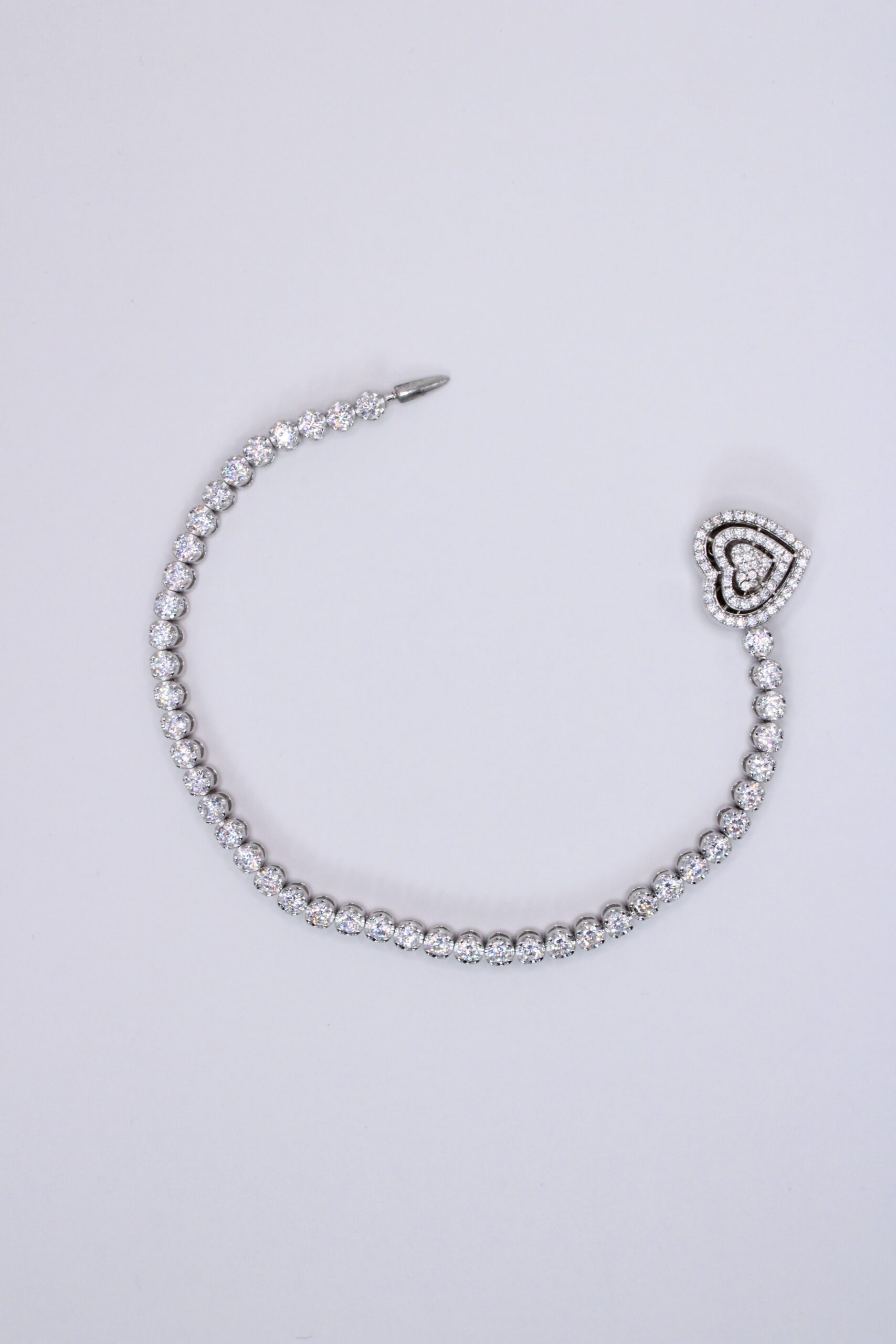 Pulsera De Plata 925 Tenis Corazon