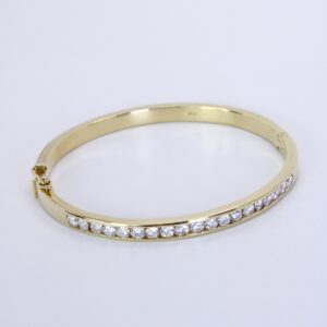Pulsera De Oro 14k Bangle Sleek Con Diamantes Naturales