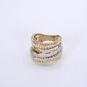 Anillo De Oro 14k Vintage Glam Con Diamantes Naturales