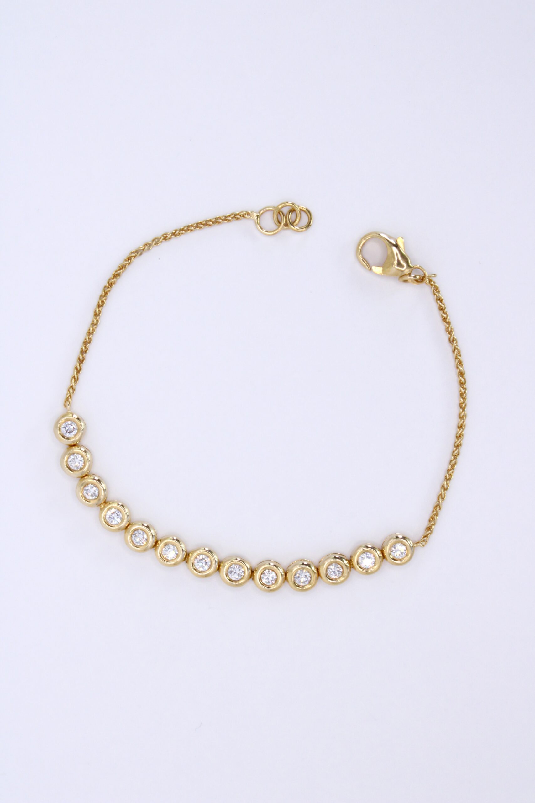 Pulsera De Oro 14k Bezel Con Diamantes Naturales