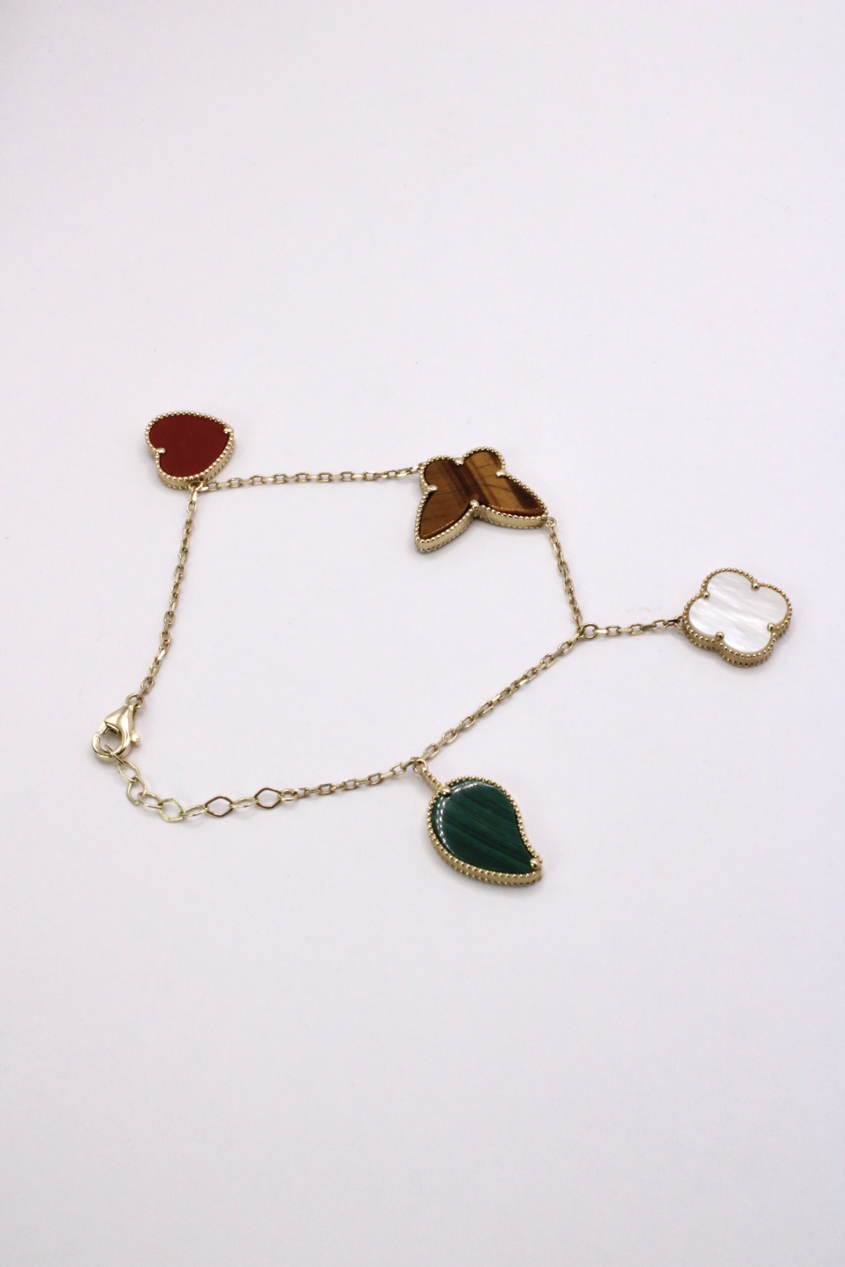 Pulsera De Oro 14k Flores y Mariposa