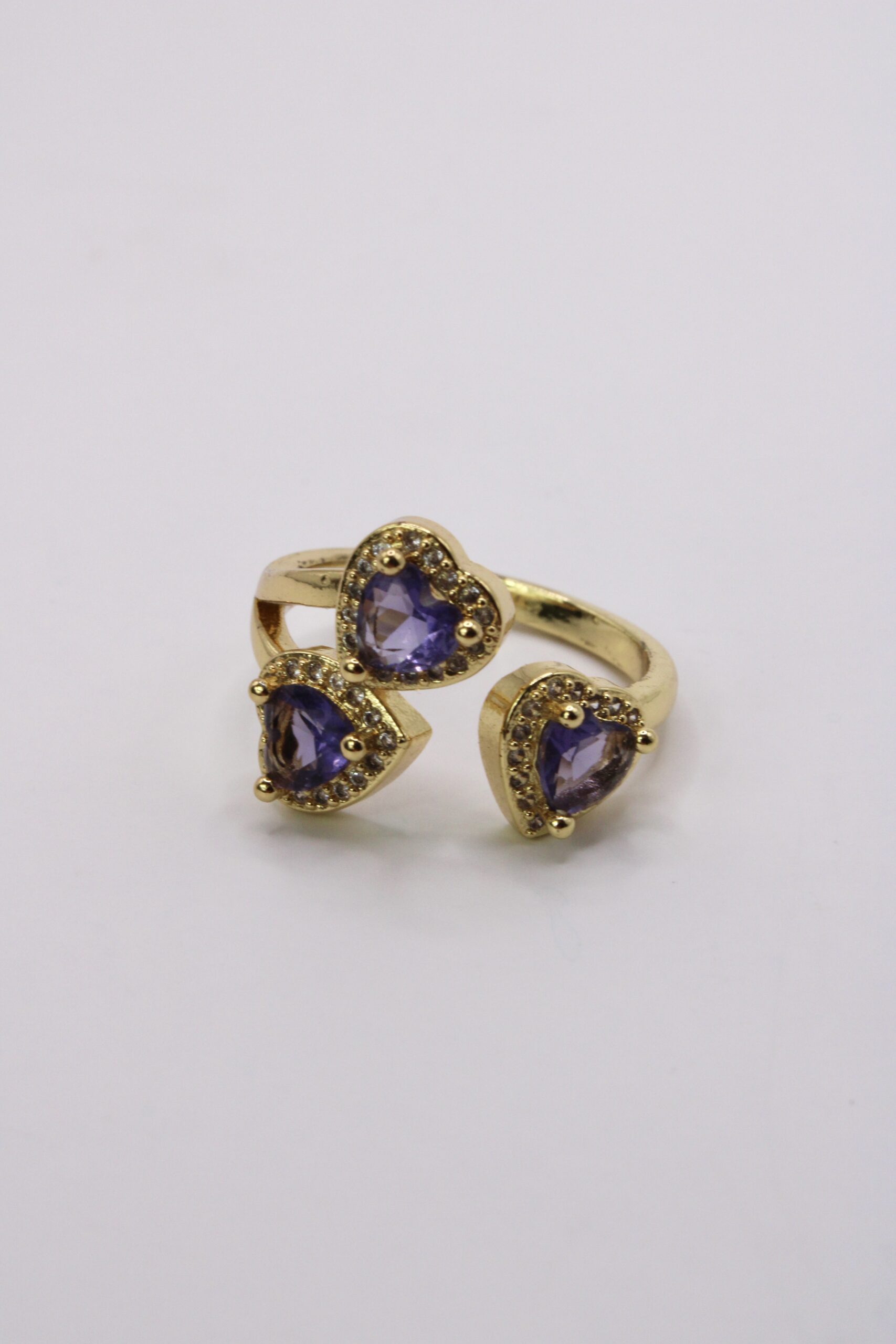 Anillo Bisuteria Corazones Morados
