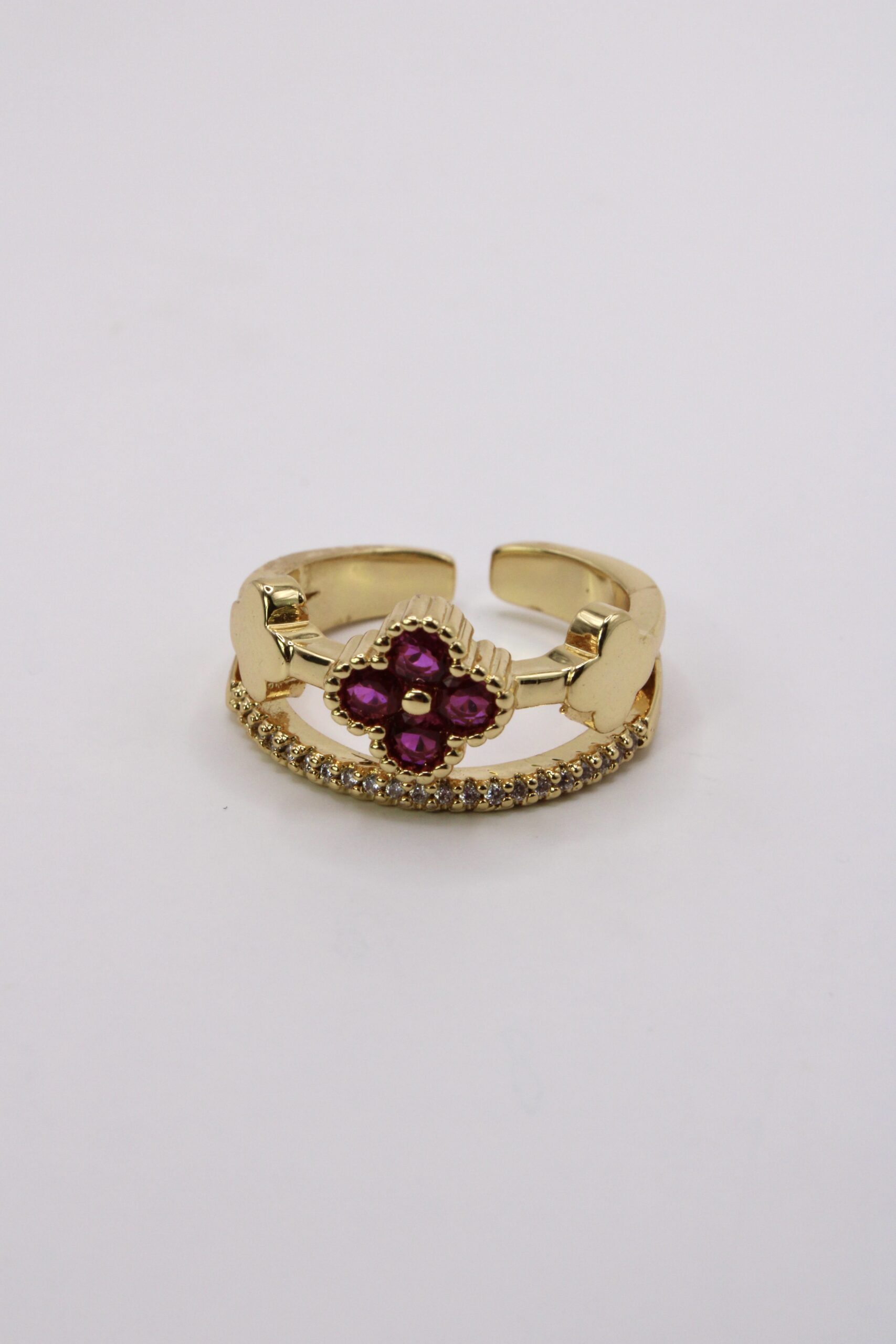 Anillo De Bisutería Estilo Flor Fuchsia