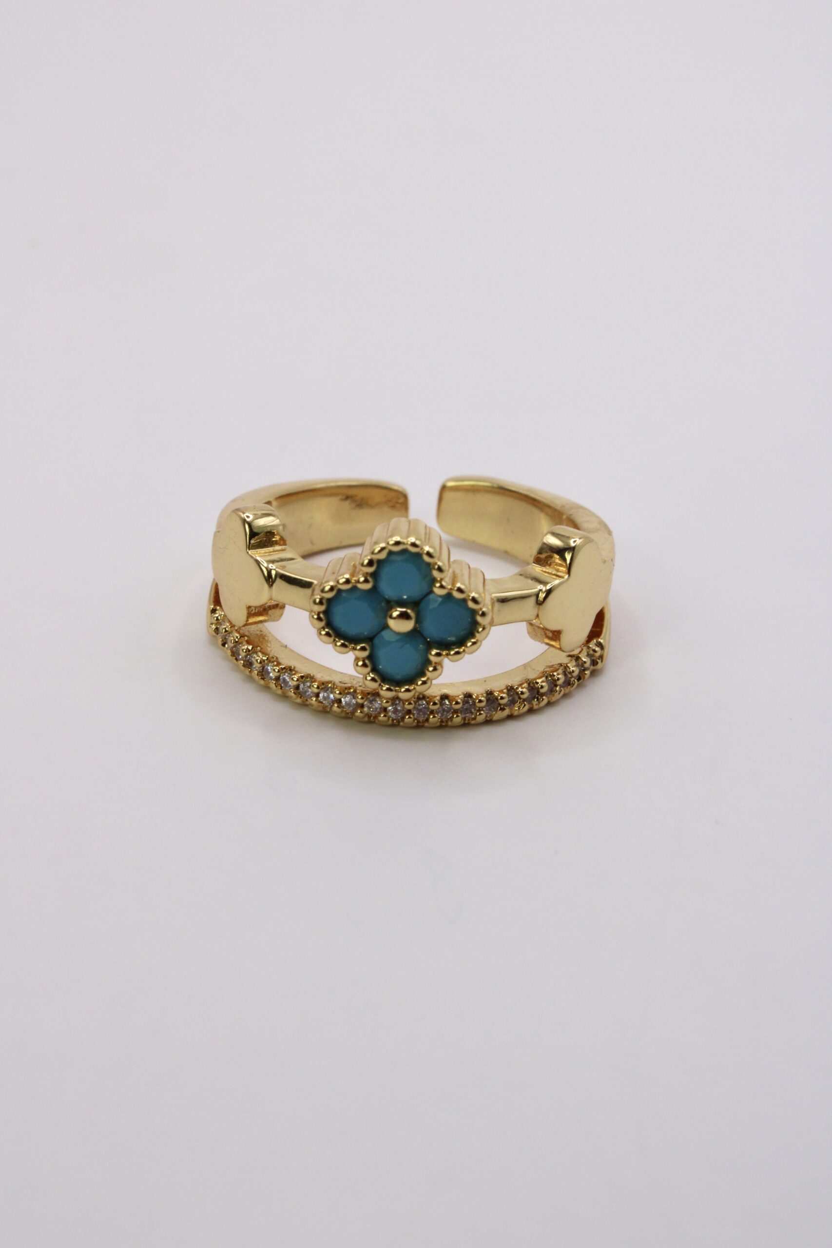 Anillo De Bisutería Flor Celeste