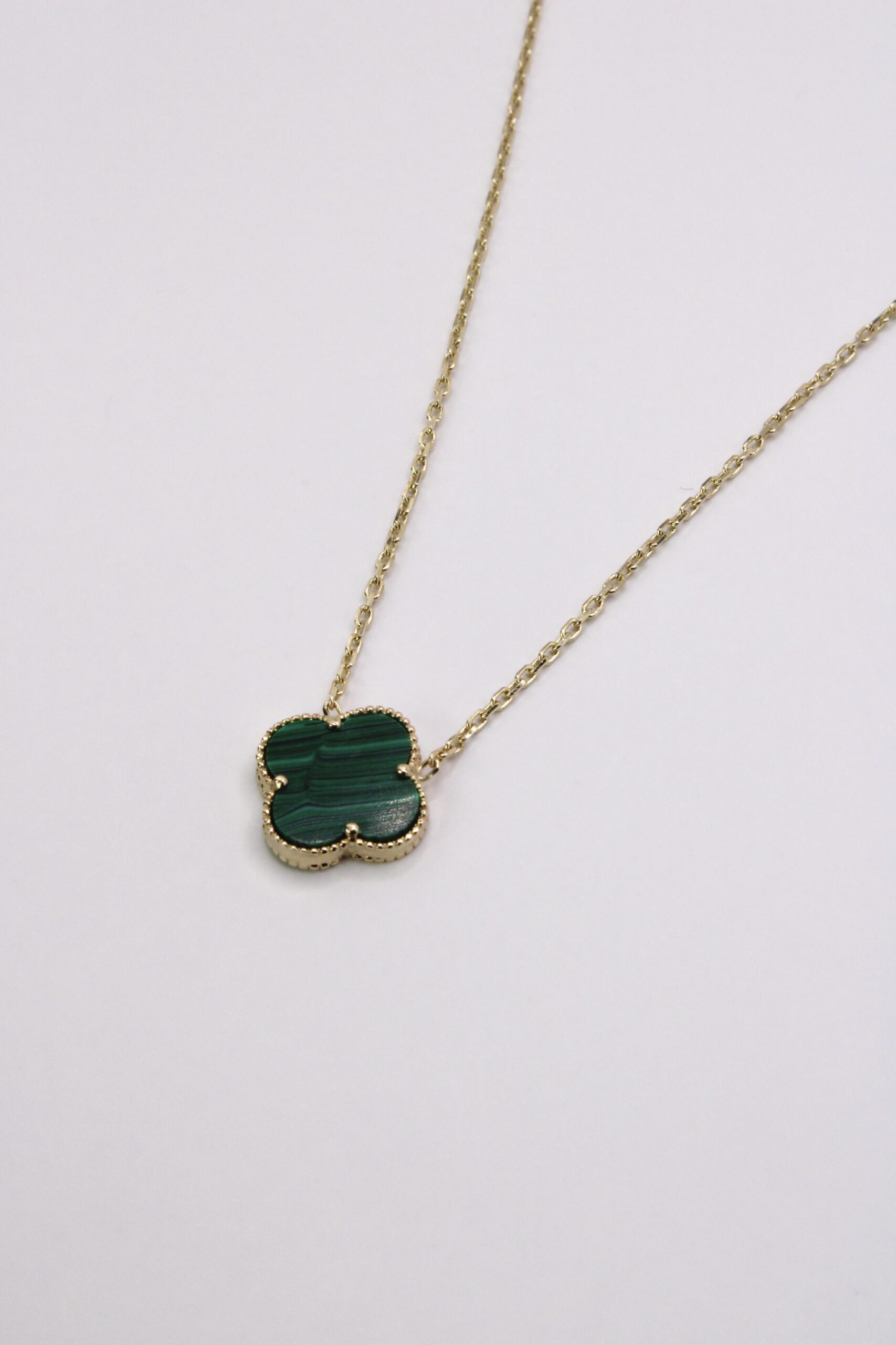 Collar 14k Con Trebol Verde
