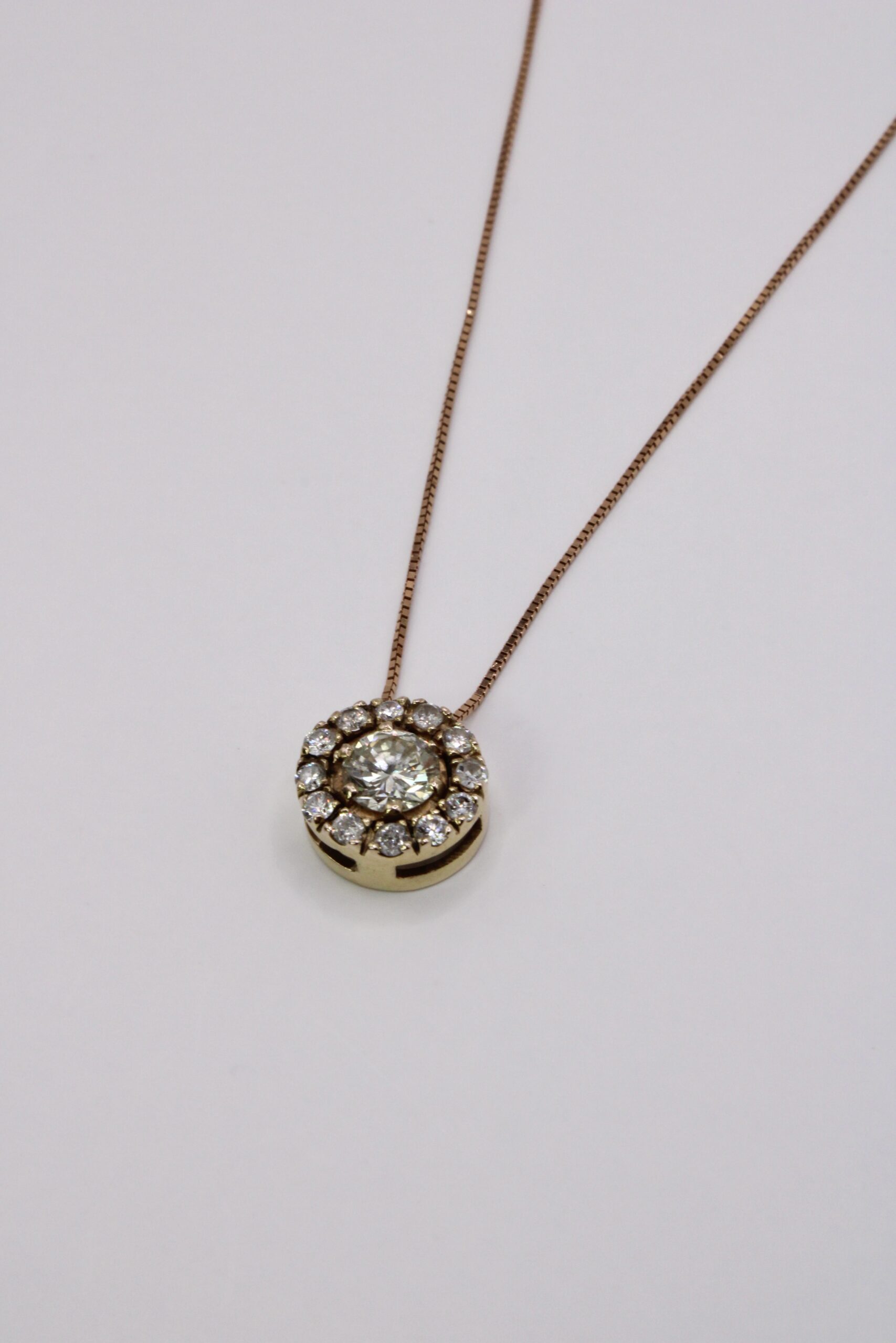 Collar Oro 14k Diamantes Naturales Circular Halo