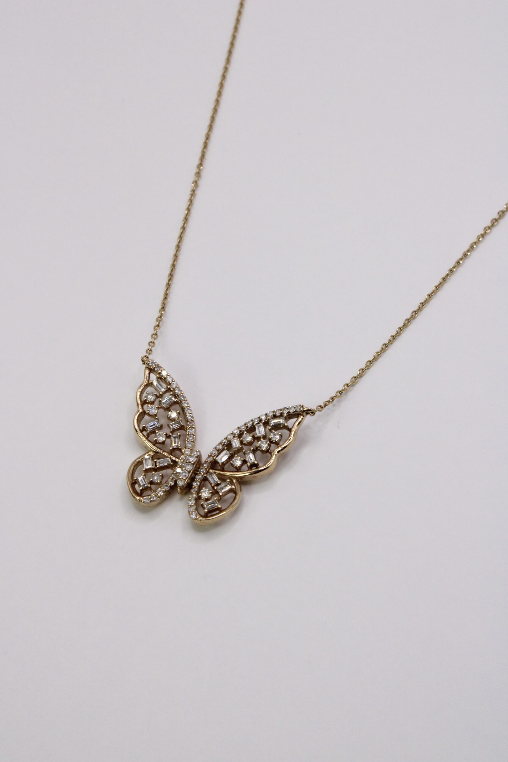Collar Oro 14k Diamantes Naturales Mariposa