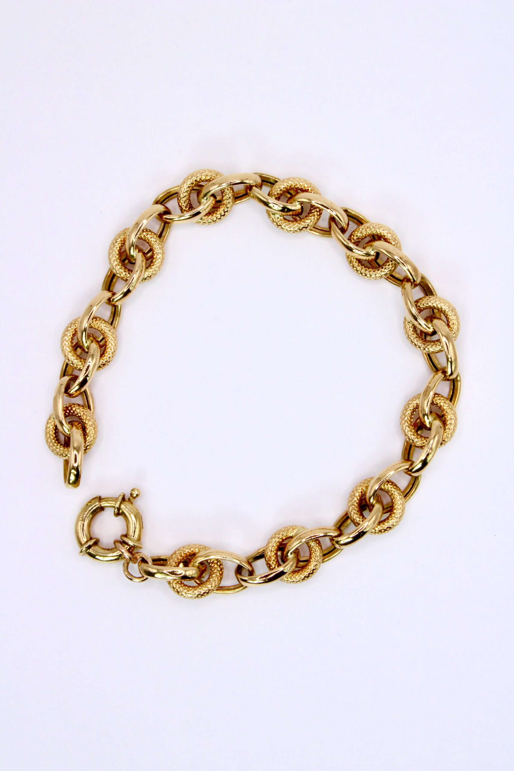 Pulsera De Oro 14k Eslabones Entrelazados