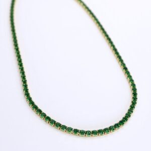 Collar De Piedras Verdes Tenis Plata 925