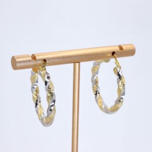 Aretes De Oro 10k Blanco y Amarillo