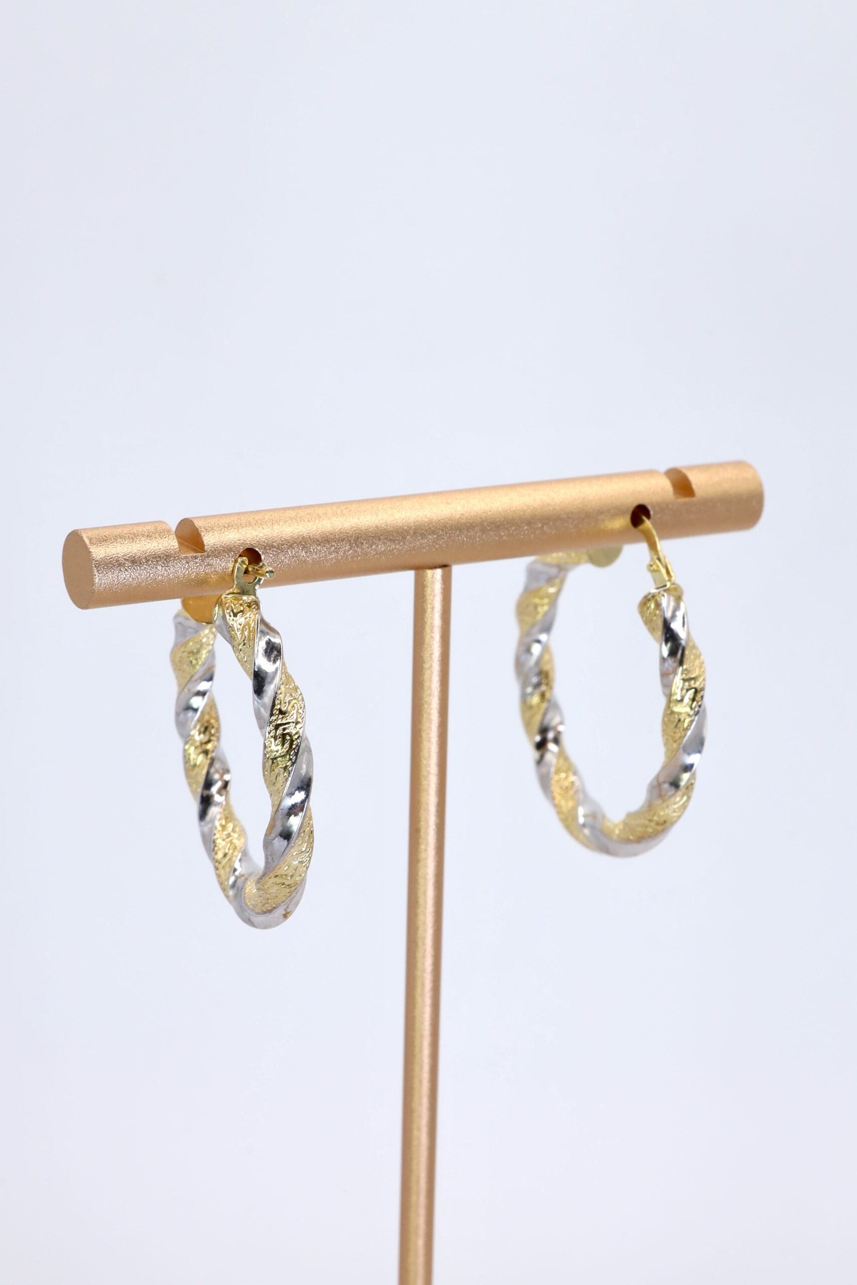 Aretes De Oro 10k Blanco y Amarillo