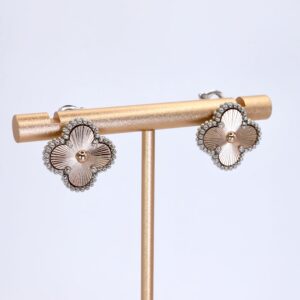 Aretes Trebol Plata 925 con Baño de Oro