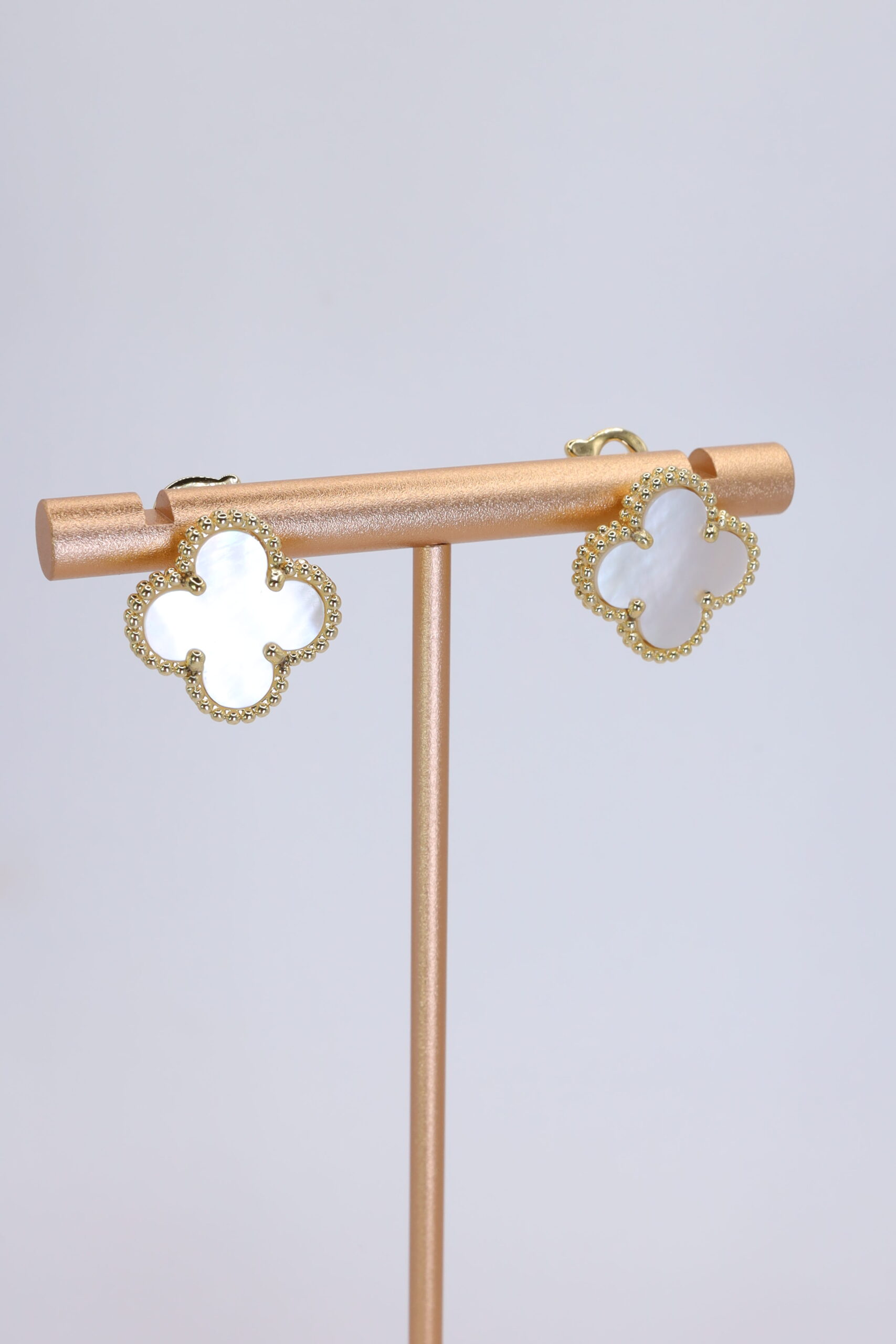 Aretes Trebol Plata 925 Baño de Oro