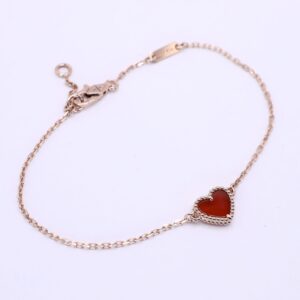Pulsera De Corazon Oro Rosado 18k